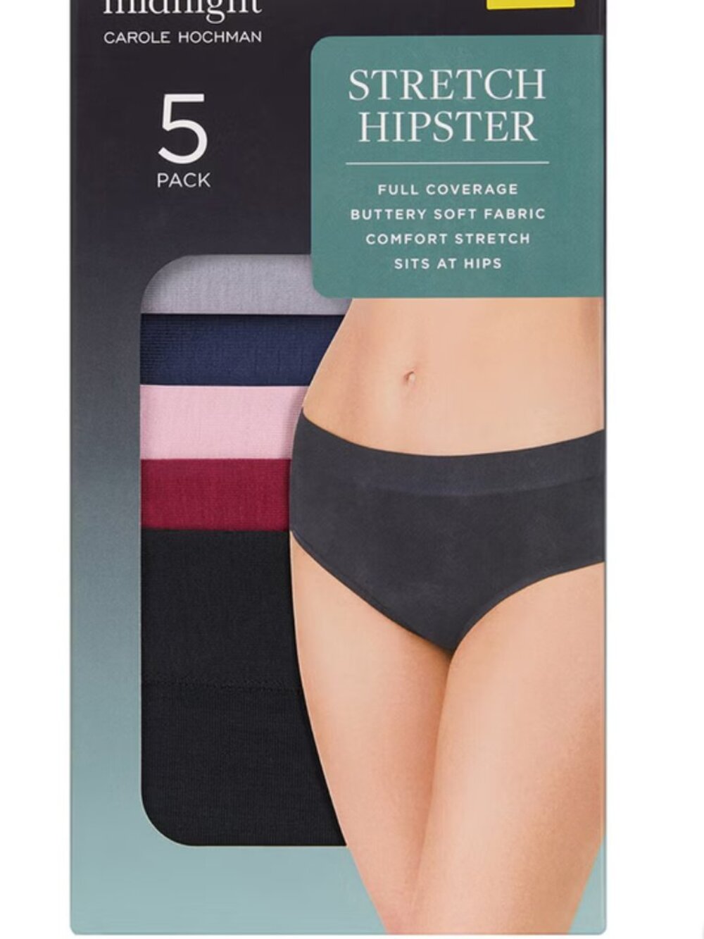 NWT - Carole Hochman Midnight Women's Hipster, 5-pack – Size XL